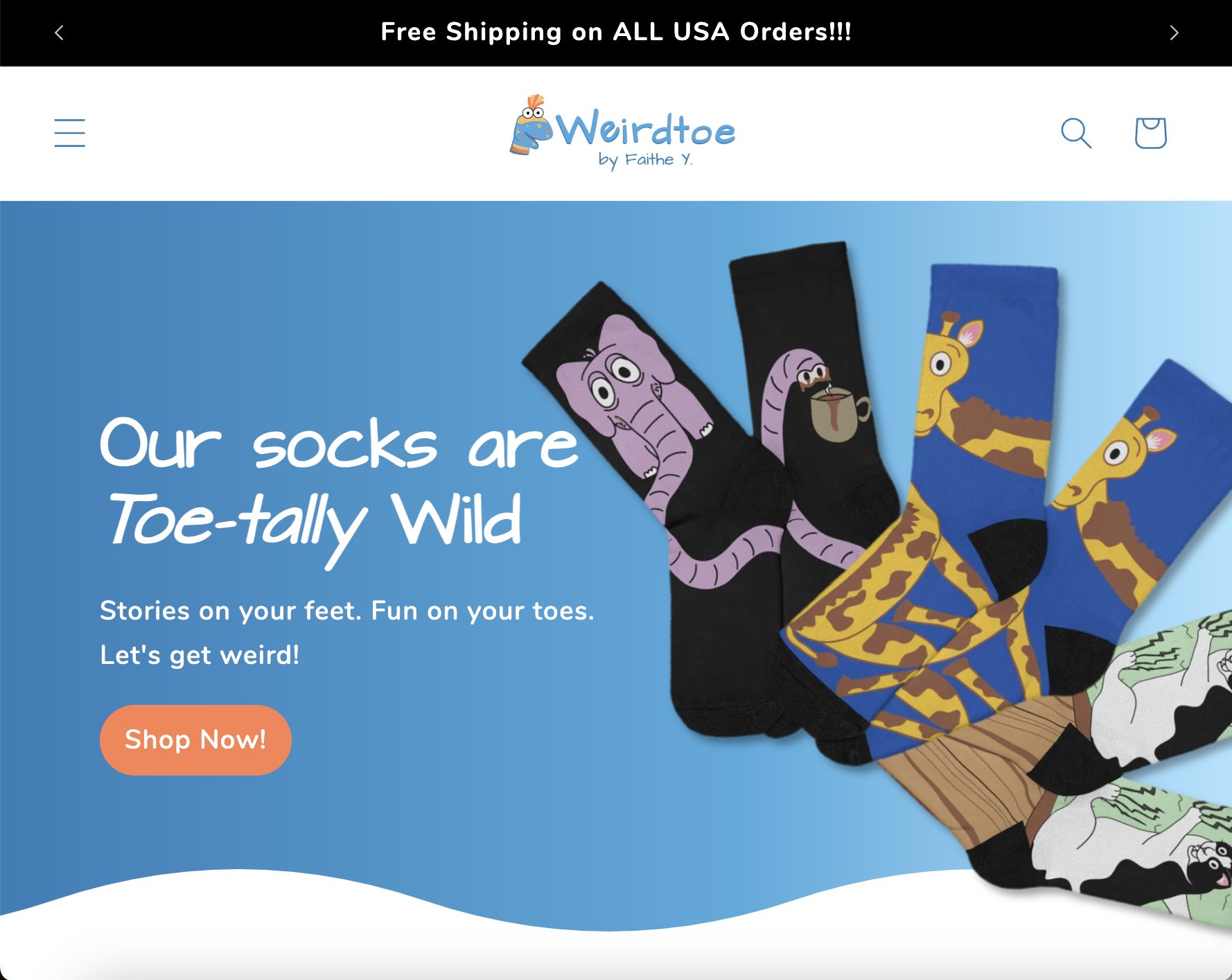 Weirdtoe E-commerce store static image